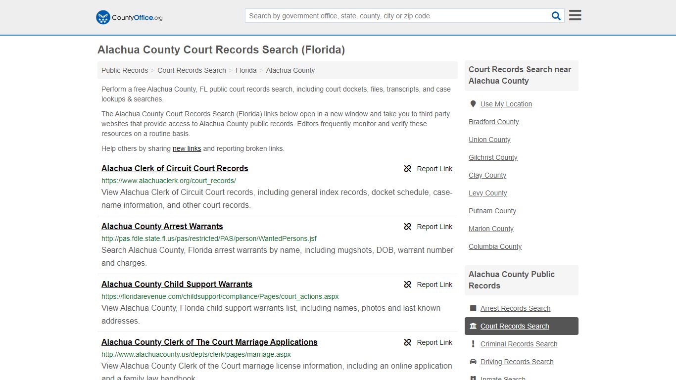 Court Records Search - Alachua County, FL (Adoptions ...